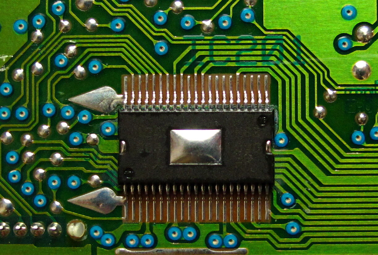 SMD components on a wave soldered circuit board